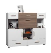 Cassettiera Bulolo 13 | Bianco/Noce | 103 x 120 x 44 cm | Design moderno e robusto