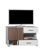 Mobile porta TV Bulolo 18 | Bianco/Noce | 61 x 100 x 50 cm | Design moderno e pratico
