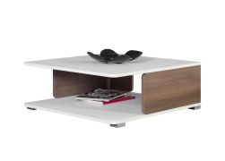 Tavolino Bulolo 01 bianco/noce | Design moderno | 75 x 80 x 33 cm | Vano portaoggetti | Alta qualità
