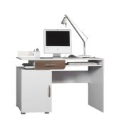 Scrivania Bulolo 11 | Bianco e Noce | 78 x 125 x 55 cm | Design moderno per ufficio e studio