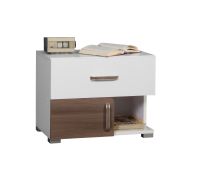 Comodino Bulolo 15 | Bianco e Noce | 47 x 60 x 38 cm | Design moderno e praticità