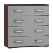 Cassettiera Tabubil 03 wengé/grigio | 5 cassetti | Design moderno | 92 x 90 x 41 cm