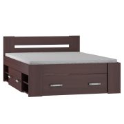Letto matrimoniale francese Tabubil 13 | Wengé | 140 x 200 cm | 3 cassetti | Stile moderno e funzionale