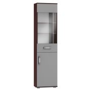 Vetrinetta alta Tabubil 23 | Wengé e grigio moderno | 200 x 50 x 41 cm | Ampio spazio espositivo