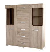 Vetrinetta Kikori 05 | Rovere Sonoma | 135 x 125 x 40 cm | Design moderno e pratico