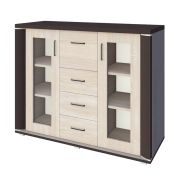 Vetrina Aitape 43 | Rovere Sonoma scuro e chiaro | 105 x 135 x 40 cm | Design moderno salotto