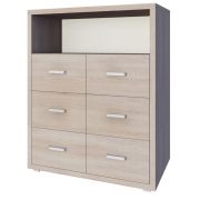 Cassettiera Kerowagi 22 | Rovere Sonoma | 6 cassetti | 120 x 100 x 41 cm | Design moderno