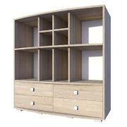 Scaffale Rabaul 16 | Rovere Sonoma | 126 x 130 x 40 cm | 4 cassetti e 2 ripiani