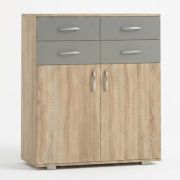 Cassettiera "Ciomas" 05 | Rovere Sonoma e grigio | 104 x 90 x 40 cm | Design moderno e pratico