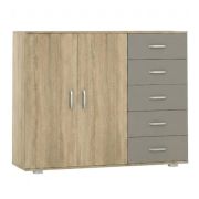 Cassettiera Ciomas 10 cassetti | Rovere Sonoma e grigio | 104 x 130 x 40 cm | Design moderno e funzionale