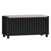 Panca contenitore bianca e nera | Sedile incernierato | Gambe in metallo | 48 x 99 x 40 cm | Bordi ABS