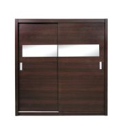 Armadio guardaroba scorrevole Sepatan 06 wengé | 210 x 150 x 60 cm | Specchio | Spazio ottimizzato