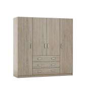 Armadio guardaroba 4 ante battenti Sepatan 08 | Rovere Sonoma | 210 x 200 x 60 cm | Ampio spazio e design moderno
