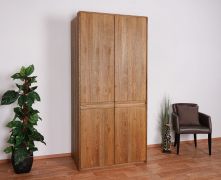 Armadio a due ante in rovere massello parziale | Marrone scuro, finitura oliata/cerata | Soft-Close | 222 x 104 x 61 cm