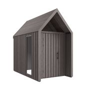 Casetta da giardino grigio-marrone | Finestra triangolare | Superficie di base: 4,50 m² | Stile scandinavo | Tetto a due falde | Dimensioni esterne: 162,4 x 207,7 cm | Malmö 19