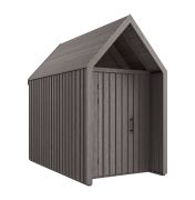 Casetta da giardino con tetto a due falde | Finestra triangolare | Grigio-marrone | Superficie di base: 4,50 m² | Stile scandinavo | Dimensioni esterne: 162,4 x 207,7 cm | Malmö 20