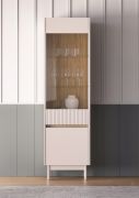 Vetrinetta "Humboldt" 02, color cashmere/rovere Cremona, gambe: metallo, 2 ante, Sistema "Soft-Close", 55 x 40 x 193 cm