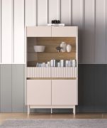 Vetrinetta "Humboldt" 03, color cashmere/rovere Cremona, gambe: metallo, 4 ante, Sistema "Soft-Close", bordi in ABS, 92 x 40 x 156 cm