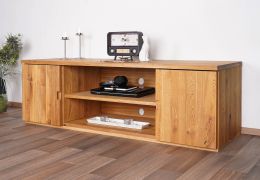 Mobile TV Kapiti 22 in rovere selvatico massiccio oliato - Dimensioni: 44 x 148 x 45 cm (A x L x P)