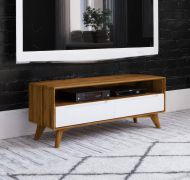 Mobile porta TV Timaru 23 | Rovere selvatico oliato e bianco | Parzialmente massello | 48 x 120 x 40 cm