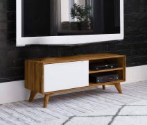 Mobile porta TV Timaru 24 | Rovere selvatico oliato e bianco | 48 x 120 x 40 cm | Design raffinato