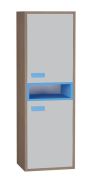 Armadio per cameretta Michael 01 | Rovere marrone, grigio e blu | 138 x 45 x 34 cm | Design moderno e robusto
