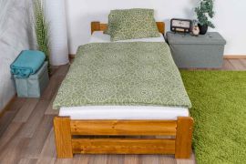 Letto singolo "A9", pino massiccio, color rovere, incl. rete a doghe - 90 x 200 cm