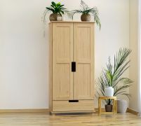 Armadio a due ante battenti "007W" | Pino massiccio naturale | 190 x 80 x 60 cm | Design moderno