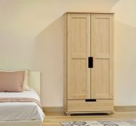 Armadio a battente "007A" in pino massiccio | Finitura naturale | 190 x 90 x 60 cm | Design moderno e robusto