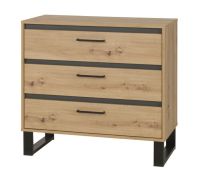 Cassettiera Kanel 11 | Rovere e antracite | 83 x 90 x 41 cm | 3 cassetti moderni