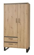 Armadio ante battenti Kanel 02 | Rovere e antracite | 195 x 100 x 51 cm | Design moderno e pratico