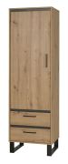 Armadio moderno Kanel 04 | Rovere e antracite | 195 x 60 x 41 cm | 2 cassetti, 3 scomparti, gambe in metallo