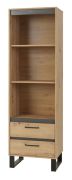 Scaffale "Kanel" 05 | Rovere e antracite | 195 x 60 x 41 cm | 2 cassetti, 3 scomparti, gambe in metallo