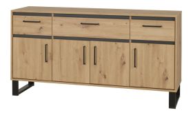 Cassettiera Kanel 08 | Rovere e antracite | 83 x 160 x 41 cm | 3 cassetti e 4 ante | Design moderno
