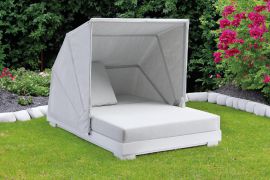 Isola solare bianca London con rivestimento, tessuto: grigio chiaro, 2090 x 1460 x 1490 mm, rivestimento rivestito in TPU, impermeabile, resistente ai raggi UV