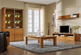 Soggiorno 4 pezzi Jussara | Rovere parzialmente massello | Finitura ambra | Design moderno e funzionale