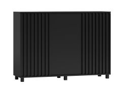 Cassettiera nera elegante 100 x 140 x 40 cm | Frontali dogati | 9 scomparti | Chiusura ammortizzata | Gambe in metallo