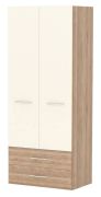 Armadio battente Gataivai 01 | Beige lucido e noce | 224 x 92 x 57 cm | Design contemporaneo