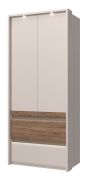 Armadio Papauta 01 spazioso | Cashmere e rovere scuro | 226 x 97 x 60 cm | Illuminazione LED