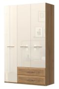 Armadio battente Gataivai 36 | Beige lucido/Noce | 224 x 137 x 56 cm | Design moderno e capiente