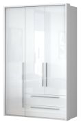 Armadio battente Siumu 27 | Illuminazione LED inclusa | Bianco lucido | 226 x 142 x 60 cm