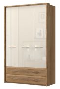 Armadio ante battenti con cornice Gataivai 44 | Beige lucido/Noce | 224x137x56 cm | Stile moderno e funzionale