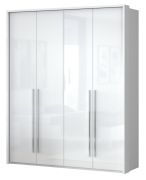 Armadio battente con cornice Siumu 23 | Bianco lucido | 226x187x60 cm | Design moderno