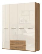 Armadio ante battenti Gataivai 37 | Beige lucido/Noce | 224 x 182 x 56 cm | Design moderno e spazioso