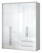 Armadio guardaroba Siumu 28 | Ante battenti | LED integrato | Bianco lucido | 226x187x60 cm