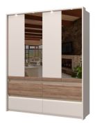 Armadio con anta a specchio Papauta 06 | Cashmere/rovere scuro | 226 x 187 x 60 cm | Illuminazione LED