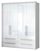 Armadio con ante battenti e cornice Siumu 30 | Bianco lucido | 226 x 187 x 60 cm | Stile moderno