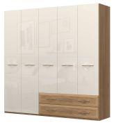 Armadio ante battenti Gataivai 40 | Beige lucido/Noce | 224x272x56 cm | Design moderno e ampia capienza