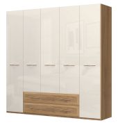 Armadio a battente Gataivai 39 | Beige lucido & Noce | 224 x 227 x 56 cm | Design moderno e funzionale