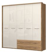 Armadio battente con cornice Gataivai 49 | Beige lucido/Noce | 224x272x56 cm | Massima organizzazione